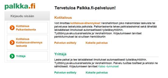 Palkka.fi etusivu
