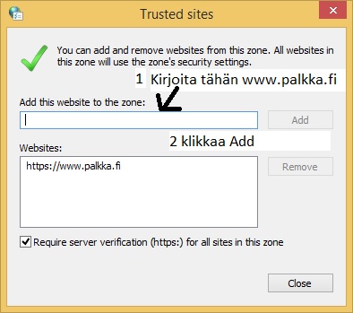 Add trusted sites